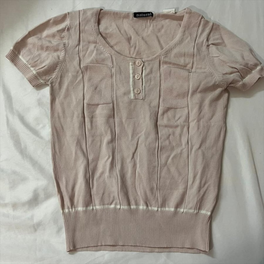 Natural Pink Short Sleeve Knit top -S