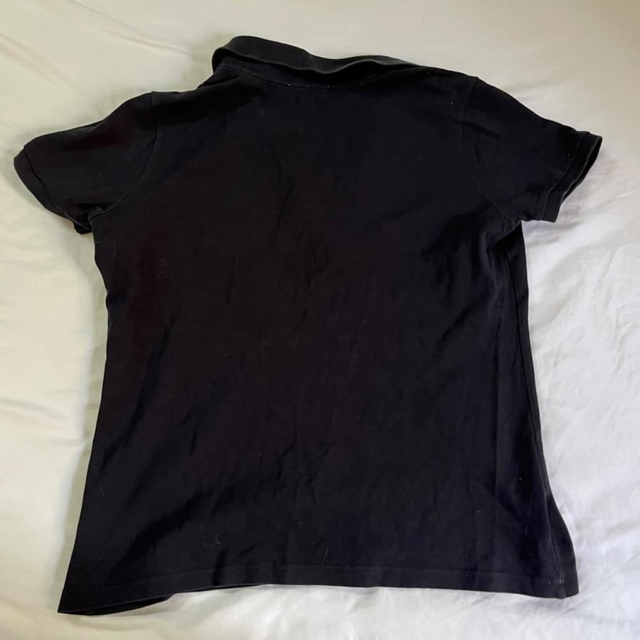 Burberry Navy Blue Polo Shirt with Check Trim - Size L