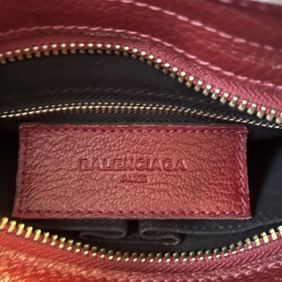 Balenciaga Red Leather Mini Classic Metallic Edge City Bag