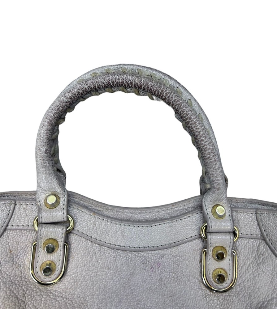 Balenciaga Grey Grey Mini Classic Metallic Edge City Tote bag
