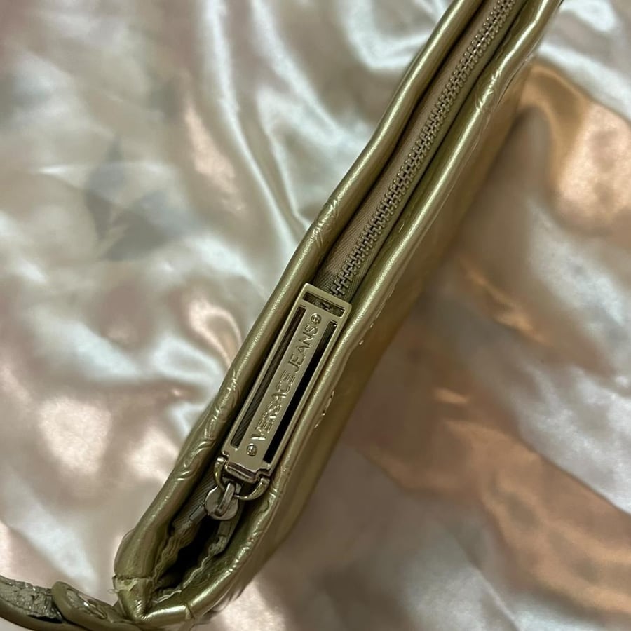 Versace Jeans Metallic Gold Monogram Shoulder Ba