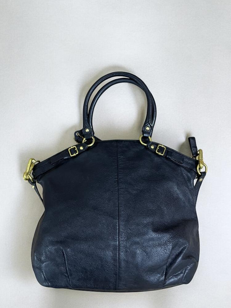 Coach F15653 Ashley Carriage Black Leather Satchel