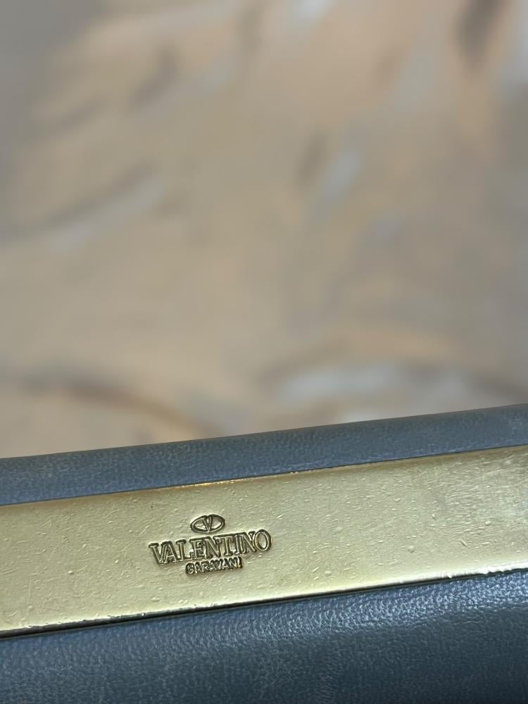 Valentino Grey Leather Chain Shoulder Bag with Gold Stud Detail