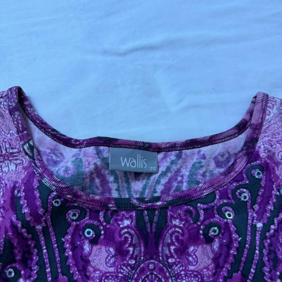 Wallis Pink & Purple Paisley Embellished Sleeveless Top - Size 20