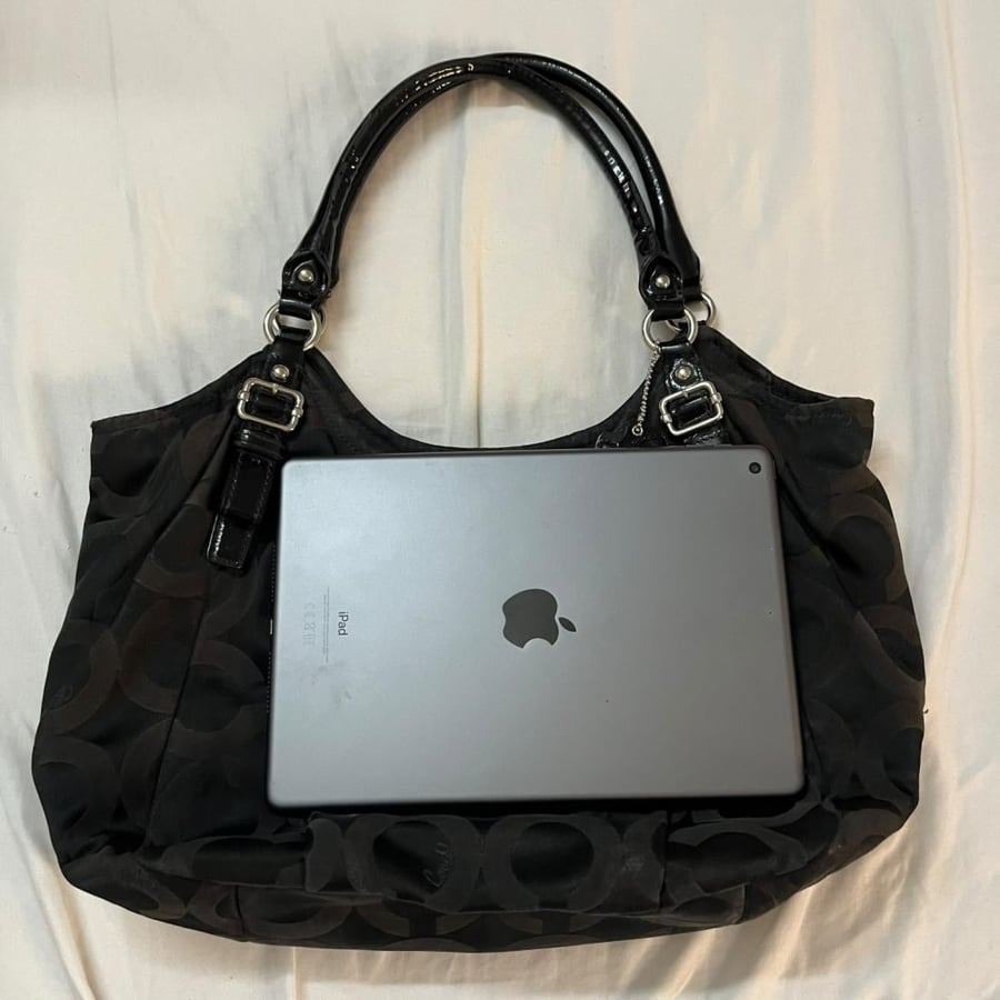 Coach Black Monogram Canvas Shoulder Bag