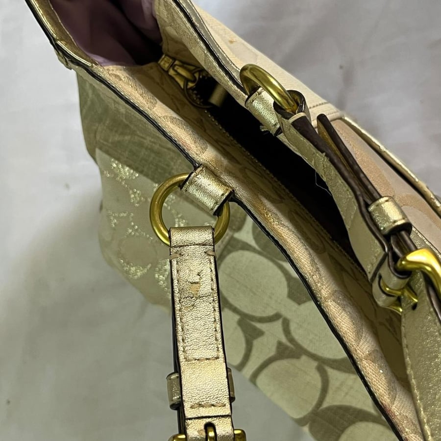 Coach Gold Signature Canvas Patchwork Tote Bag