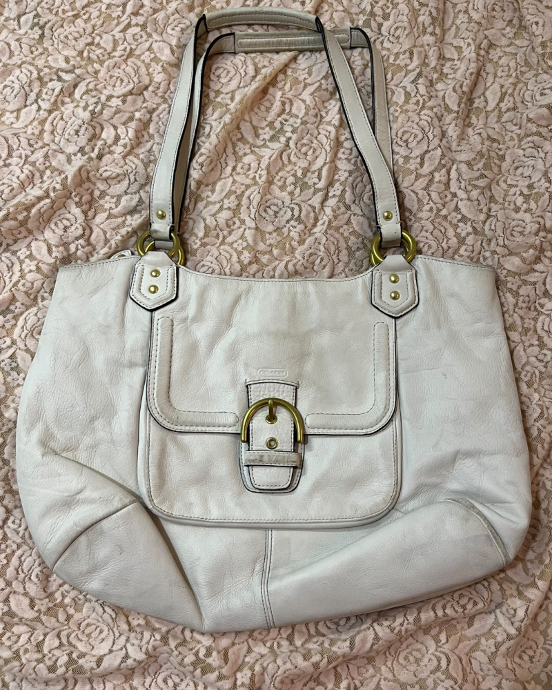 Coach Off-White Leather Buckled Shoulder Bag