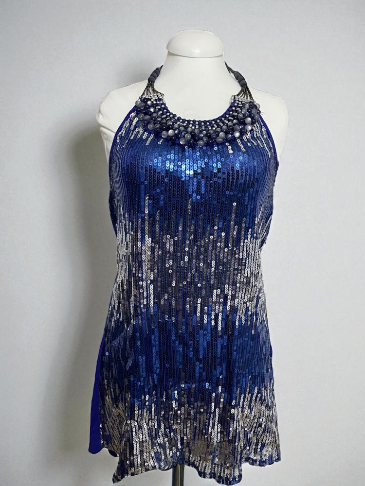 Sequined blue mini dress ,size : S