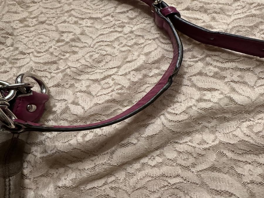 Coach #F25675 Daisy Outline Signature Monogram Drawstring Khaki Raspberry Pink