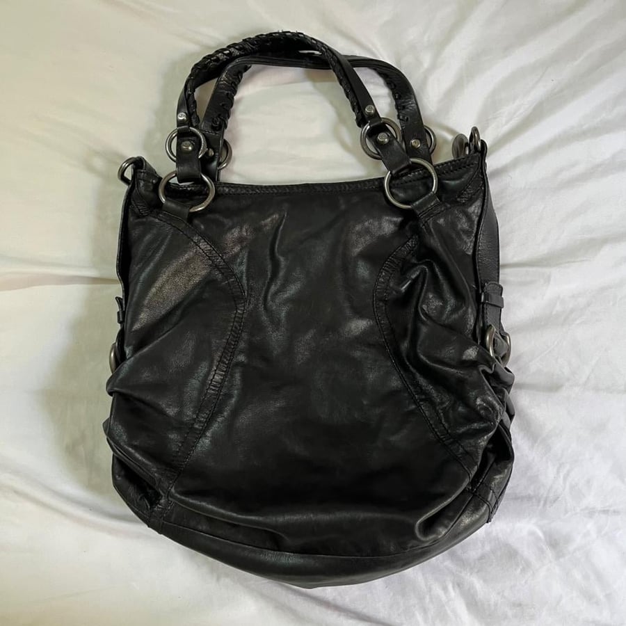 Black Leather Hobo Bag