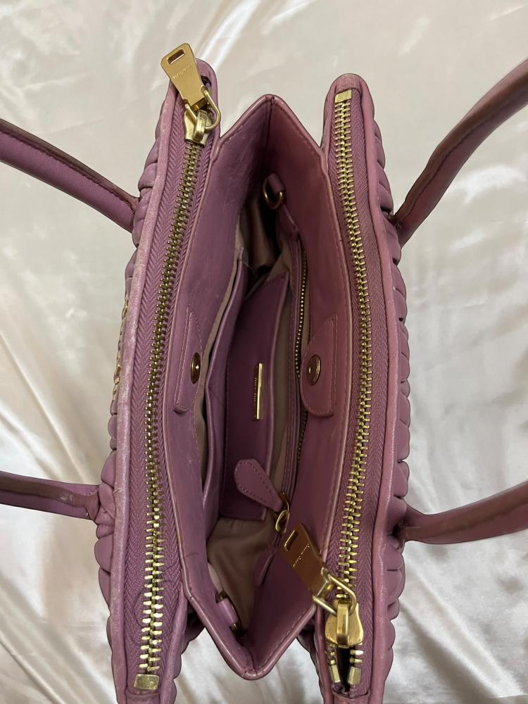 Miu Miu Pink Matelassé Leather Tote Bag