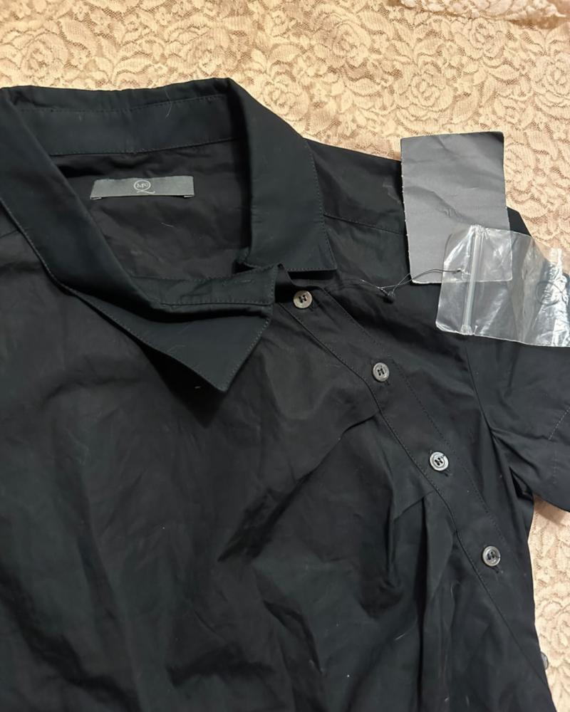 McQ Alexander McQueen Black Asymmetric Button Short Sleeve Shirt - Size 40 / M