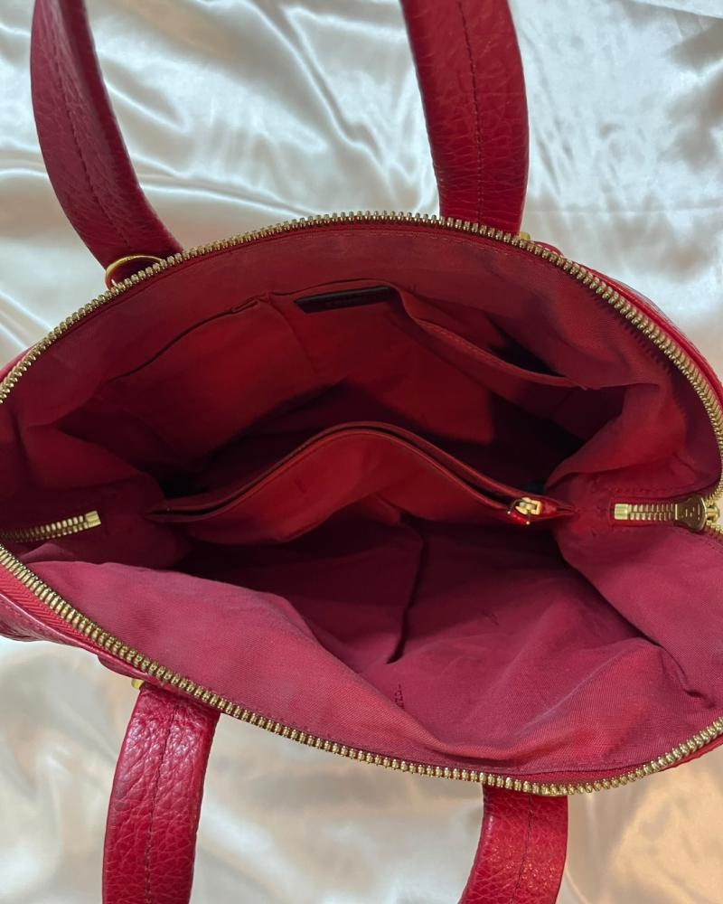 Fendi Cerise Red Pebbled Leather Handbag