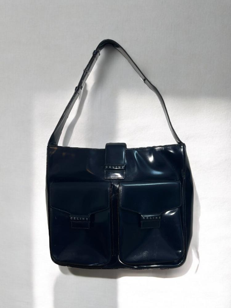 Celine Navy Patent Leather Handbag