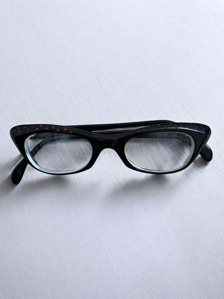 Black Eyeglasses with Rhinestone Detail