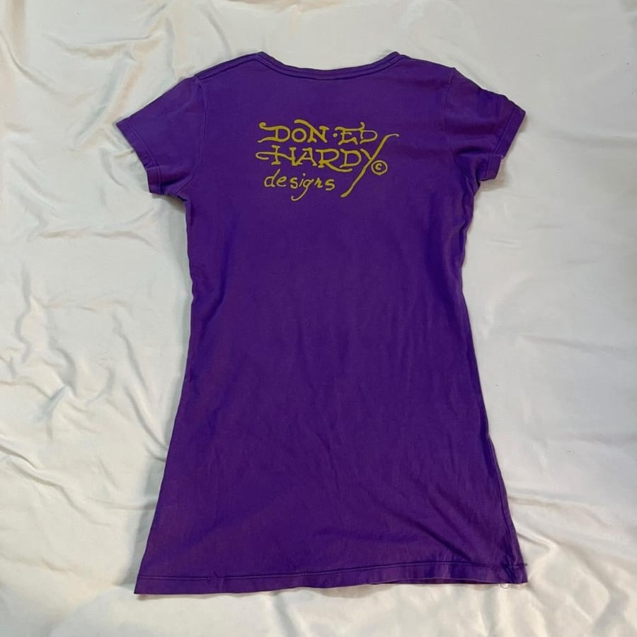 Ed Hardy Purple Love Graphic T-Shirt - Size S