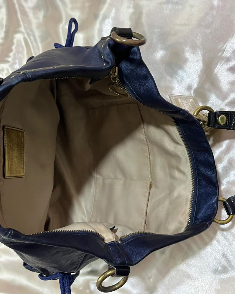 Coach Navy Blue Leather Poppy Tote Bag