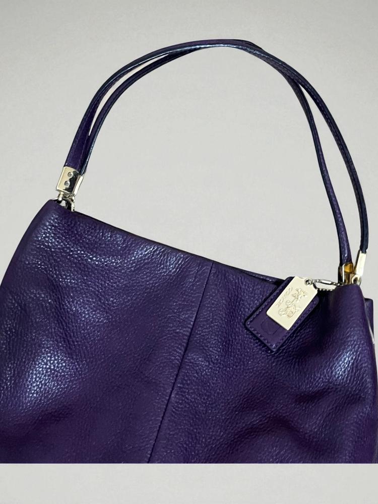 COACH Purple Leather Zipper & Magnetic Close Hobo Shoulder Bag w Purple Interior
