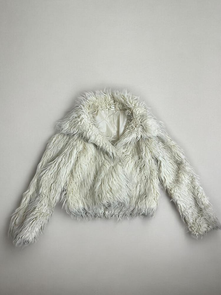 Faux Fur Shaggy Jacket White M/L