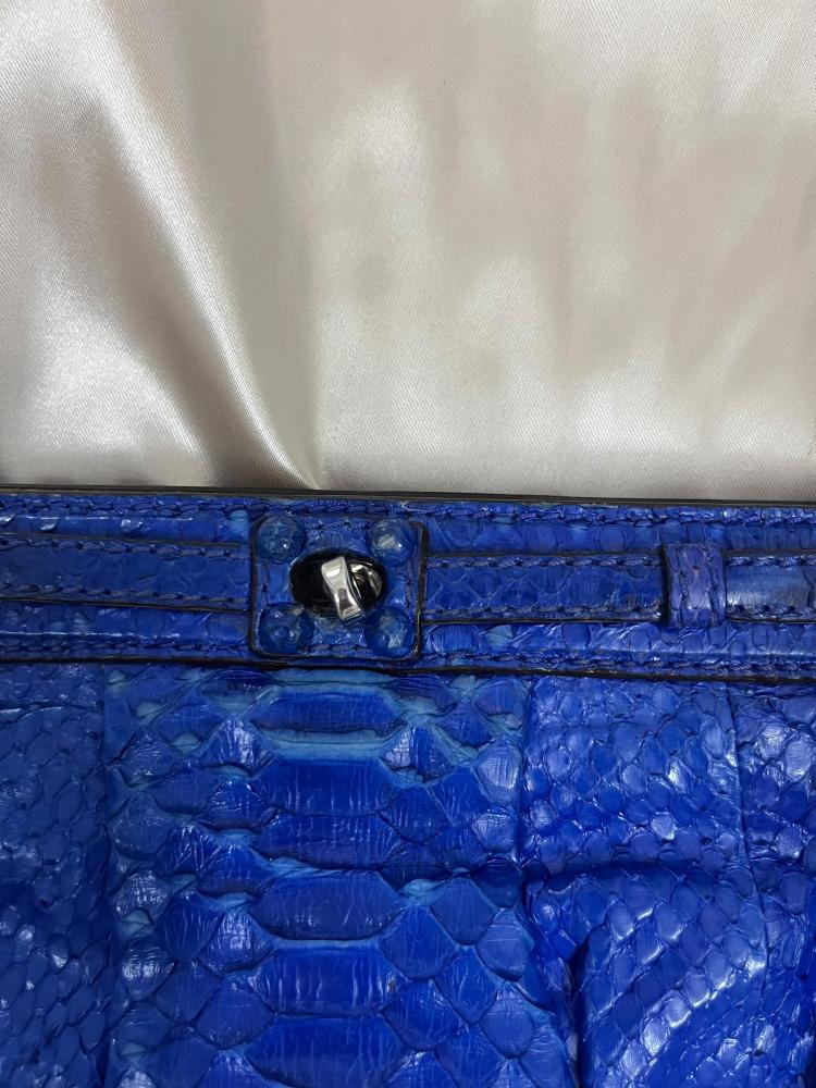 Zagliani Blue Python Leather Clutch