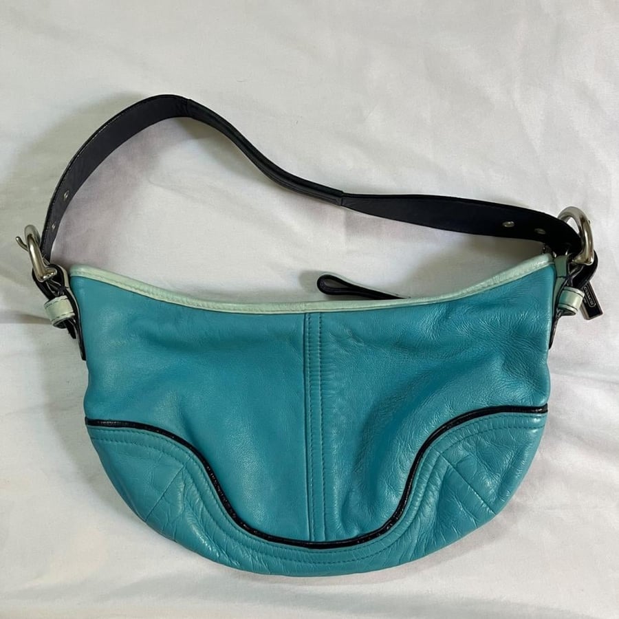 Coach Turquoise Blue Leather Shoulder Bag