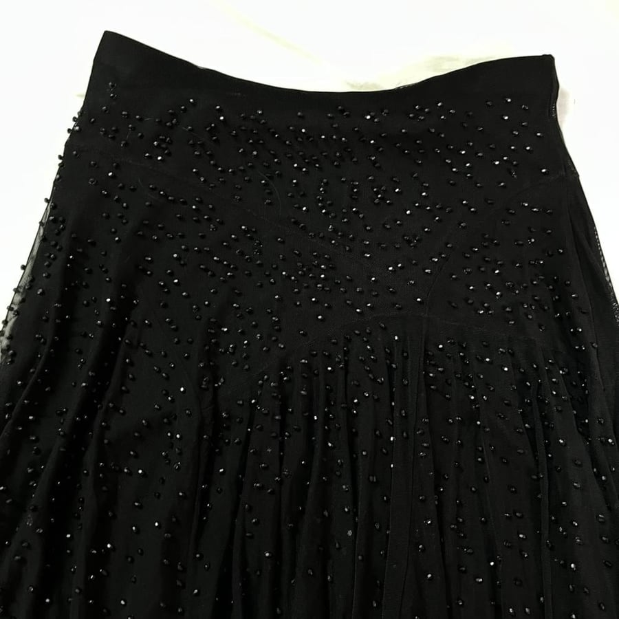 Le Château Black Beaded Mesh Skirt - Size M