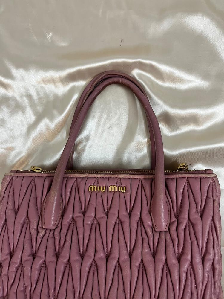Miu Miu Pink Matelassé Leather Tote Bag