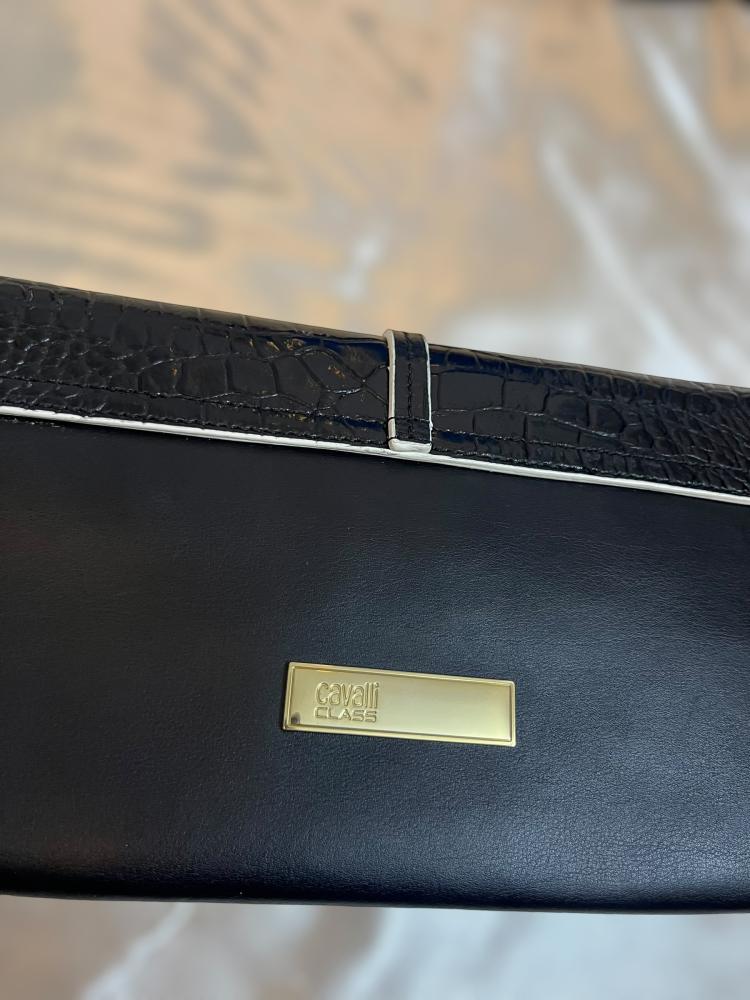 Cavali black Croc-Embossed Leather Clutch Bag