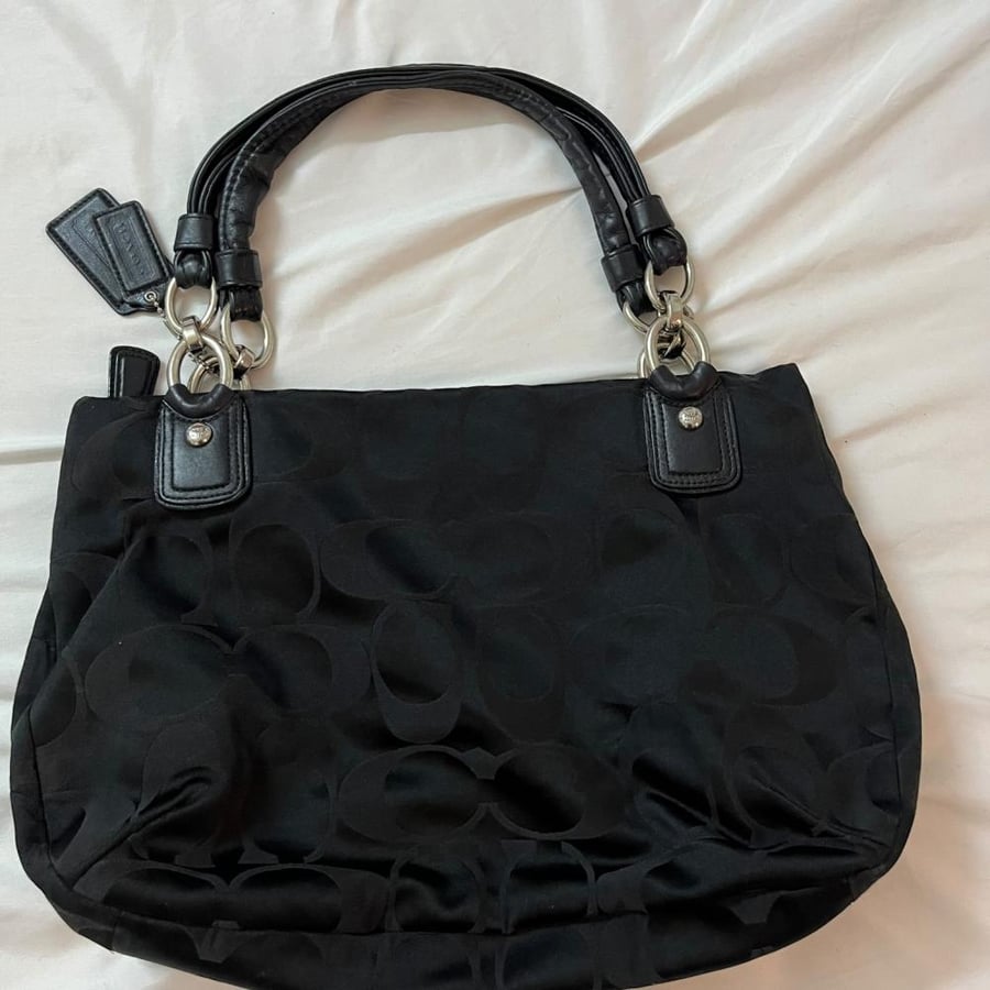 Coach Black Monogram Fabric Shoulder Bag