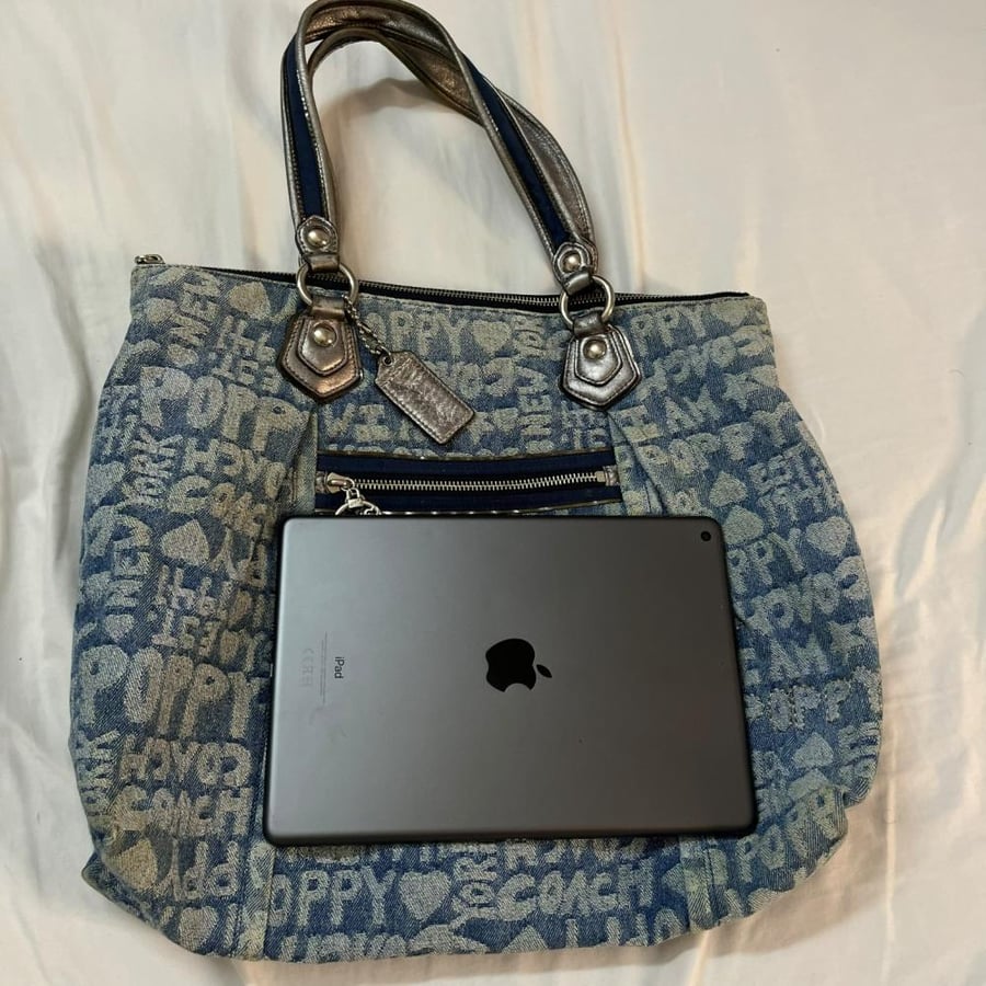 Coach Poppy Blue Denim Monogram Tote B