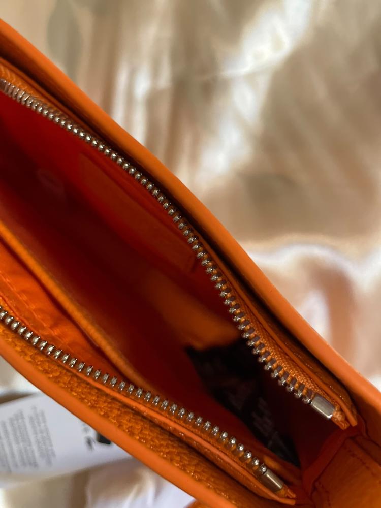 Lacoste Orange Pebbled Leather Shoulder Bag