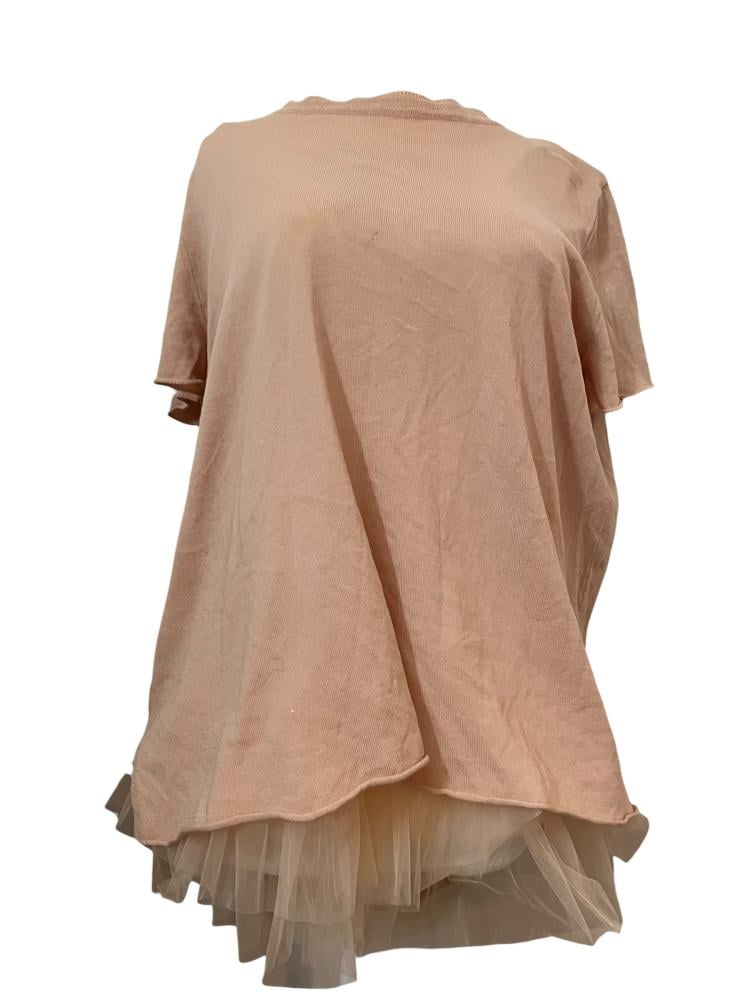 Blugirl Blumarine Powder Pink Draped Tulle Top - Size S