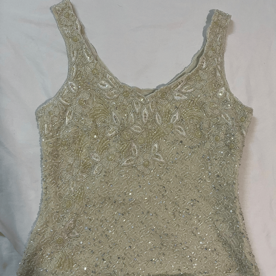 Aftershock Cream Beaded & Sequined Sleeveless top- size M