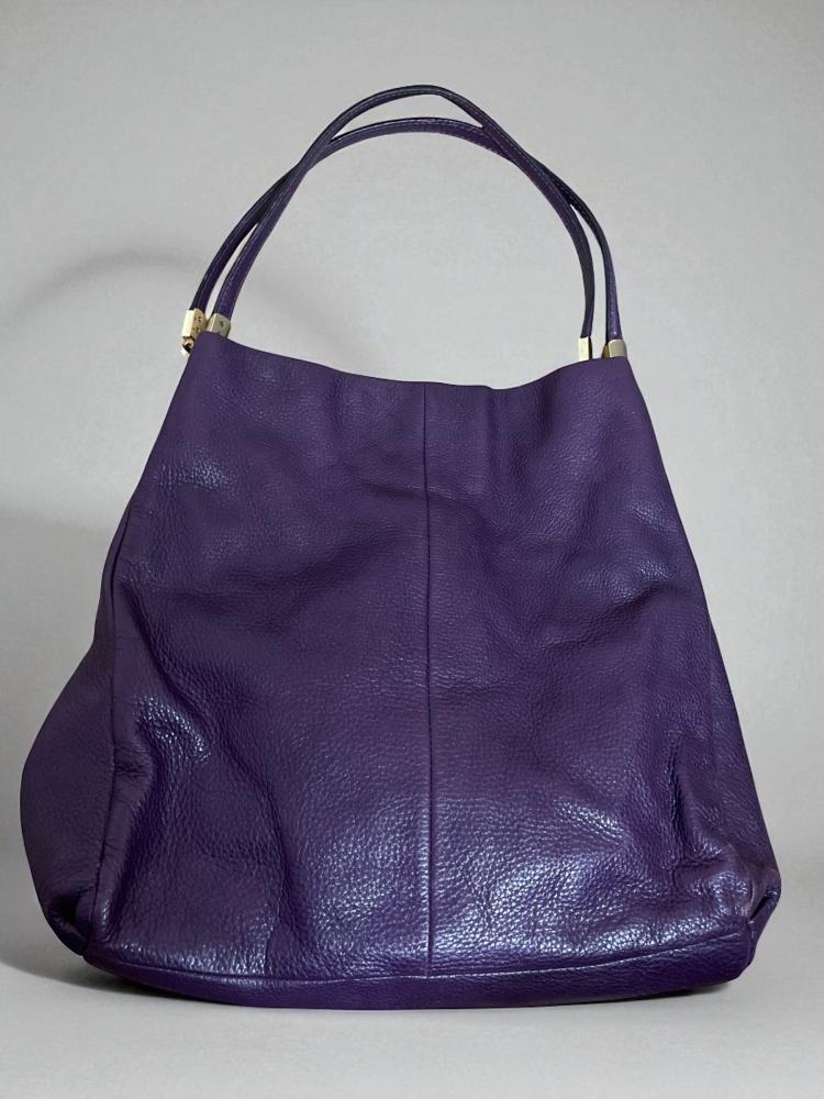 COACH Purple Leather Zipper & Magnetic Close Hobo Shoulder Bag w Purple Interior