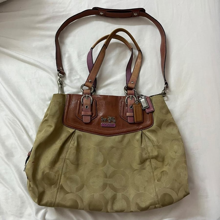 Coach Beige Monogram Tote Bag