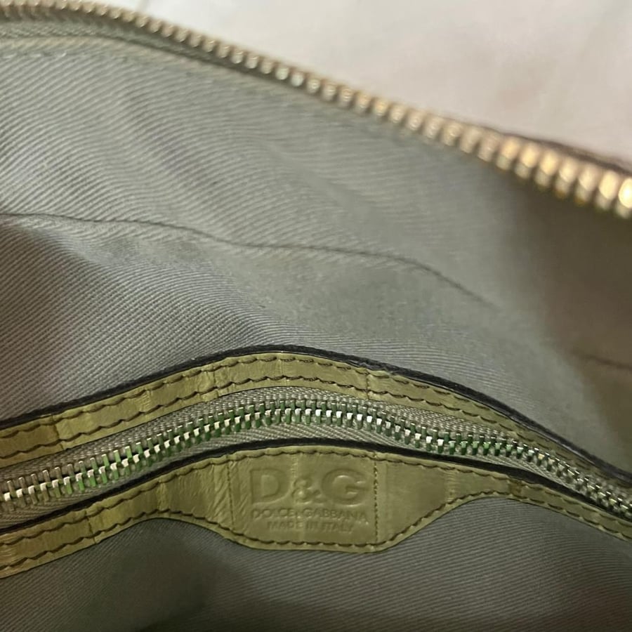 D&G Olive Green Eel Skin Leather Satchel Bag