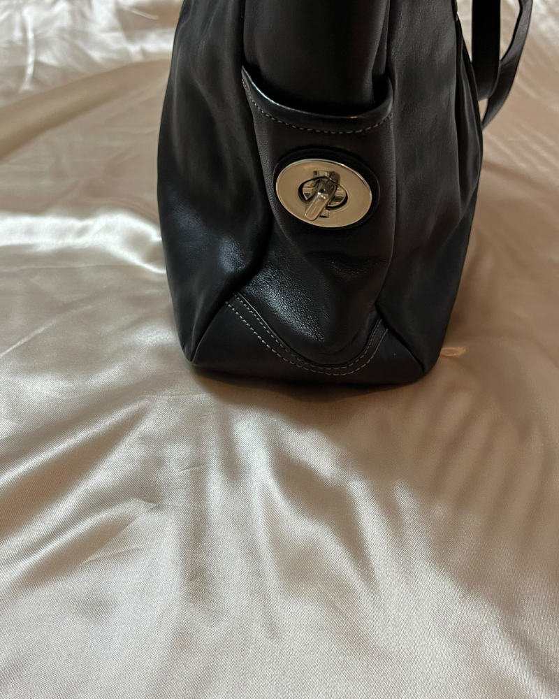 Coach Black Leather Tote Bag