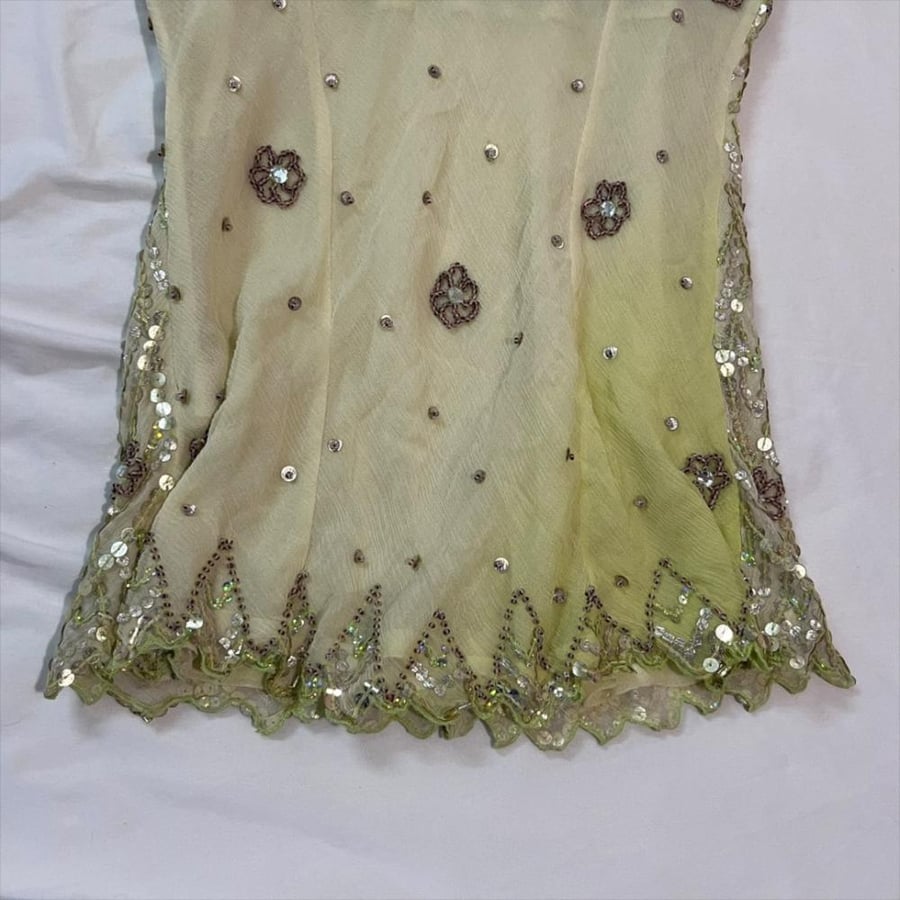 Aftershock Lime Green Sequined Beaded Cami Top - size S-M