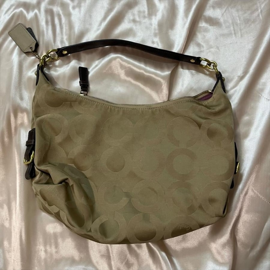 Coach Beige Monogrammed Hobo Bag