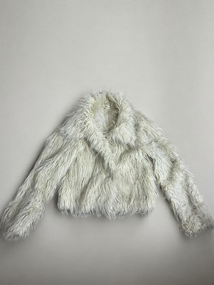 Faux Fur Shaggy Jacket White M/L