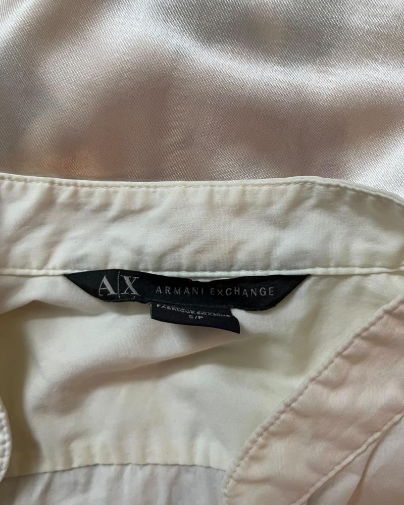 Armani Exchange White Ruffled Long Sleeve Shirt - Size S