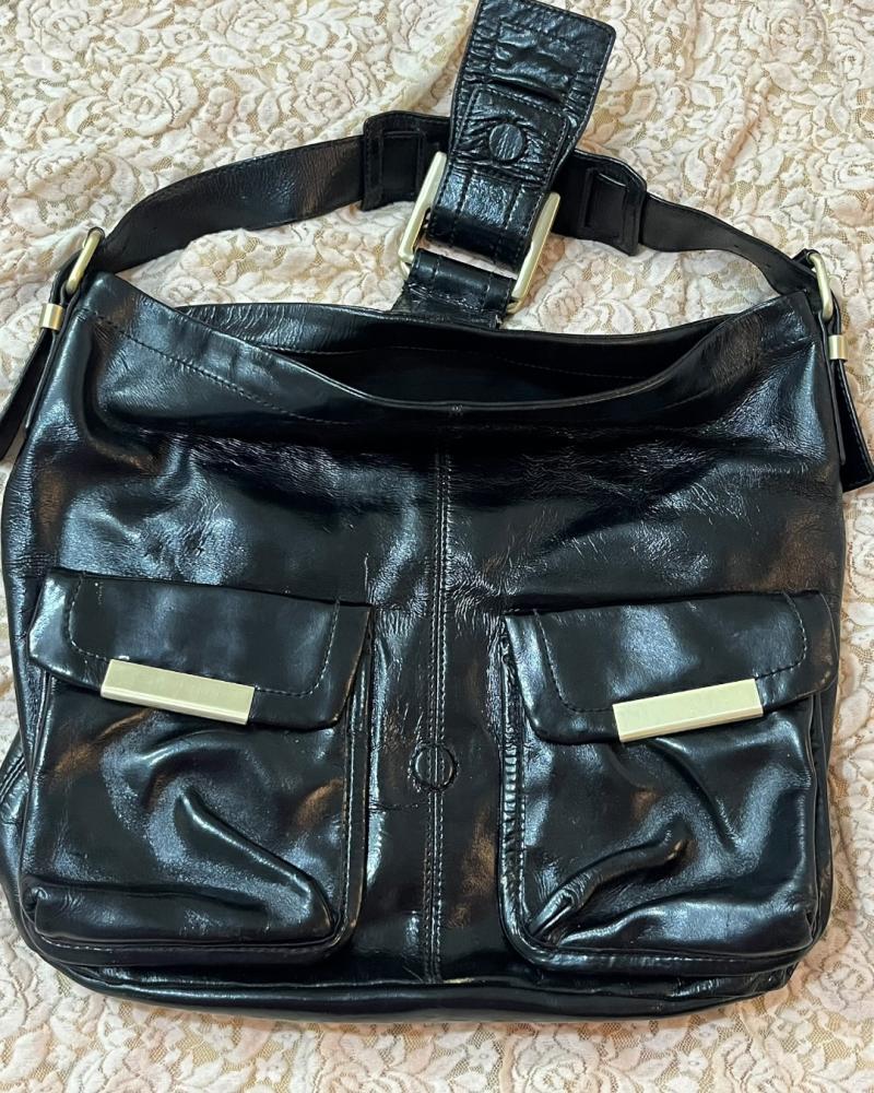 Givenchy Black Crinkled Leather Pocket Shoulder Bag