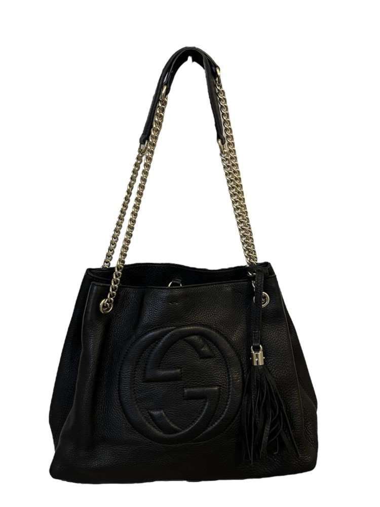 Gucci Black Pebbled Leather Medium Soho Tote