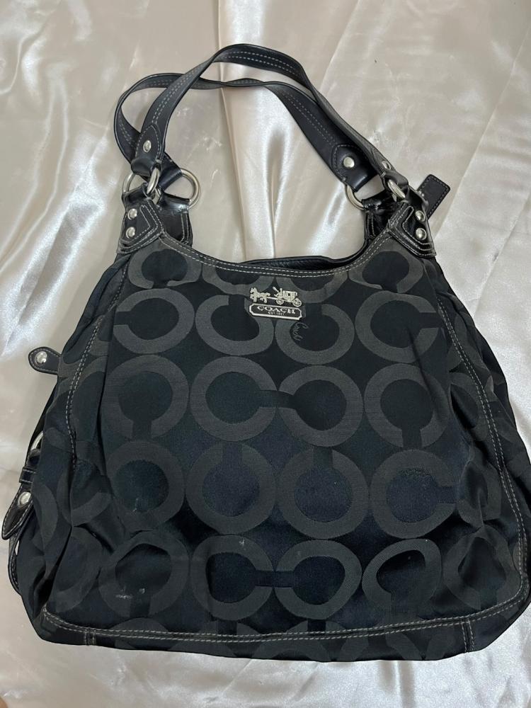 Coach Black Signature Fabric Shoulder Bag