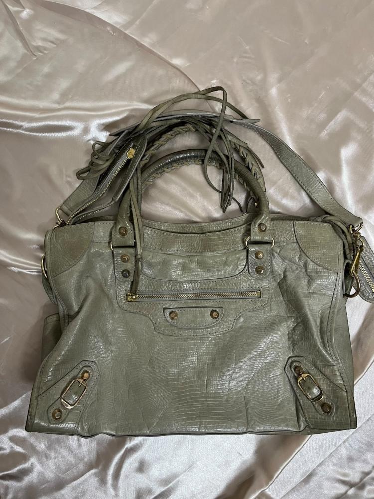 Balenciaga Light Green Leather Bag