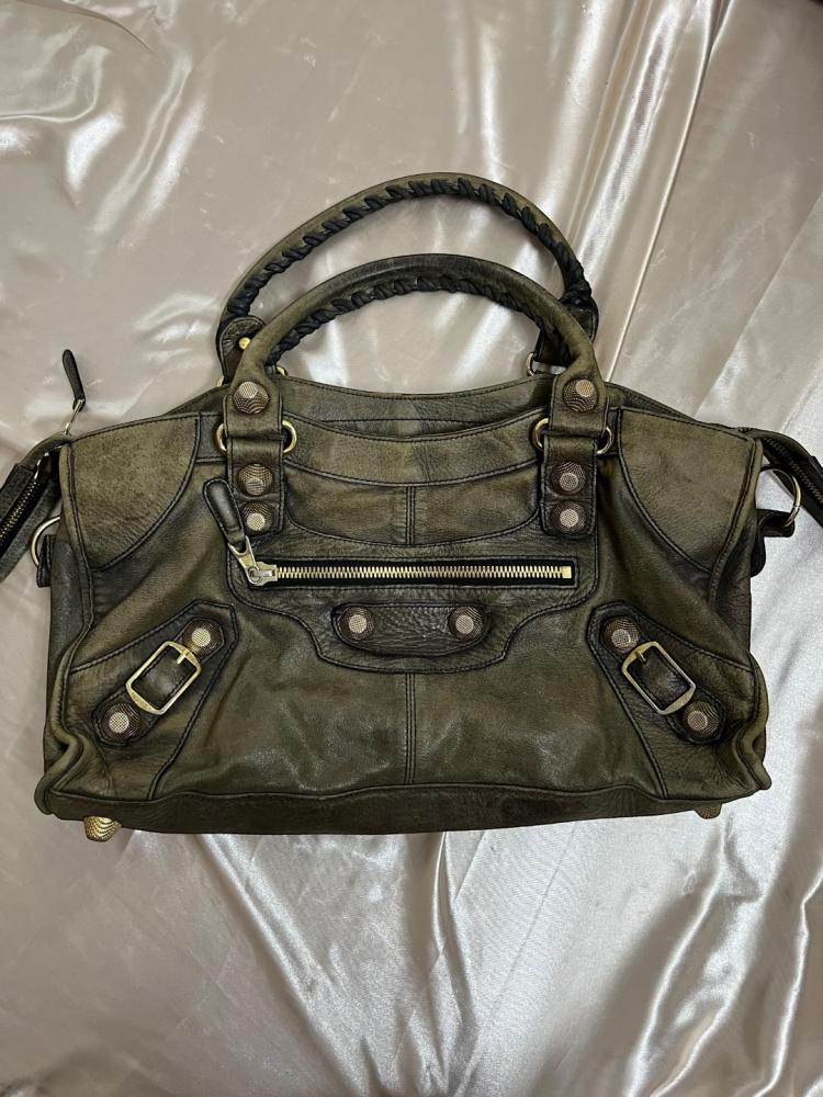 Balenciaga Olive Green Leather Bag