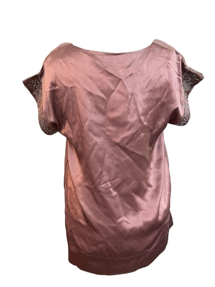 Virginie Castaway Dusty Pink Embellished Satin Top- real silk - Size M/L