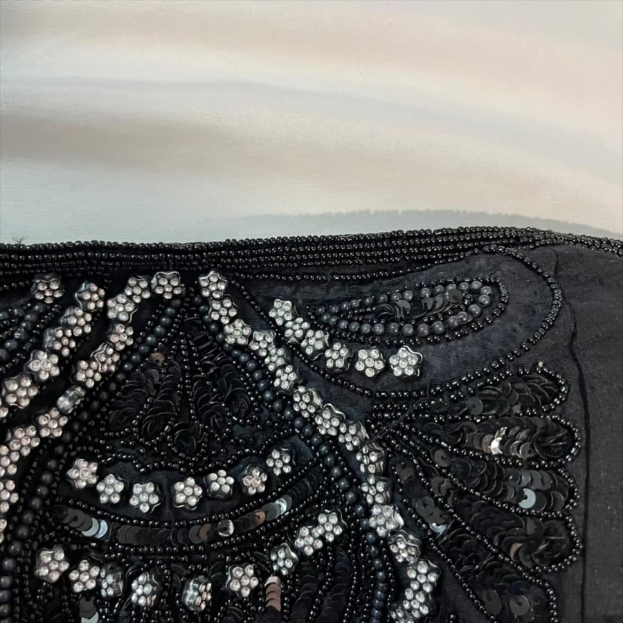 Aftershock Black Beaded Strapless Bustier Top - Size L