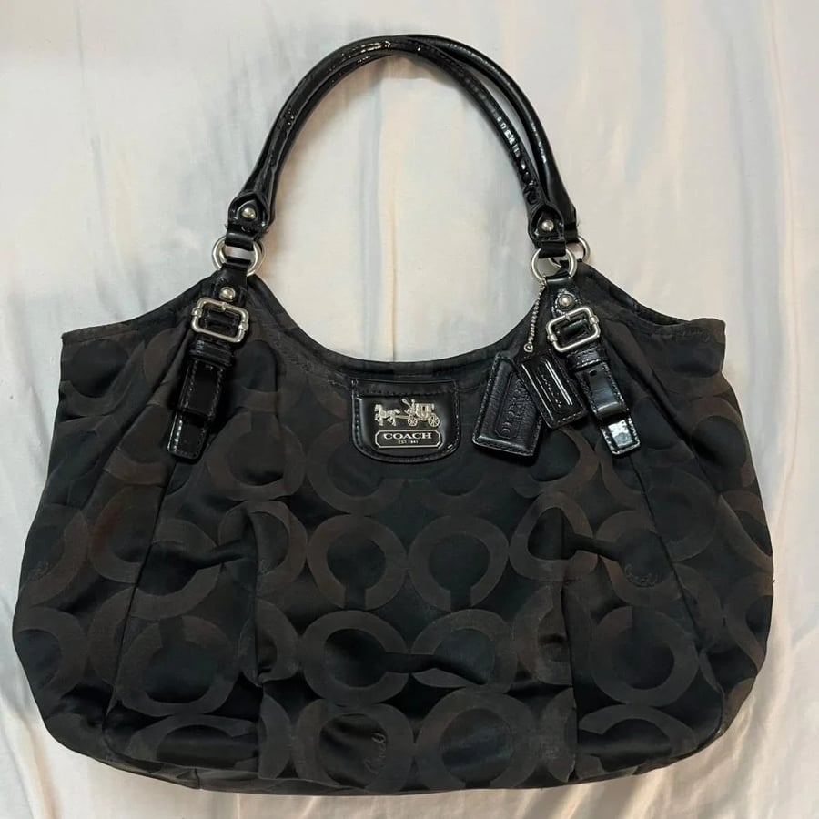 Coach Black Monogram Canvas Shoulder Bag