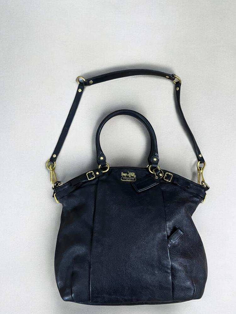 Coach F15653 Ashley Carriage Black Leather Satchel